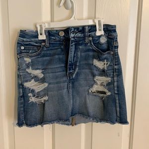 AE ripped denim stretch skirt
